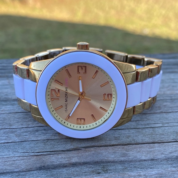 Isaac Mizrah Live! Gold and white link watch - Picture 7 of 9
